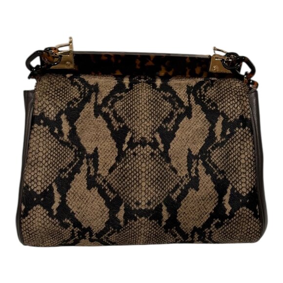 Tory Burch Snakeskin Calf Hair Shoulder Bag Tortoise Chain Mirror Clutch Rare - Picture 7 of 16